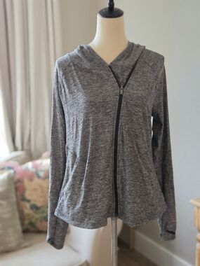 Athleta Heather Charcoal Full-Zip Hooded Pullover